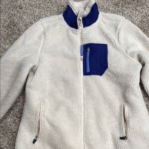 Old Navy Cream/Off White Fleece Jacket with Blue Label
